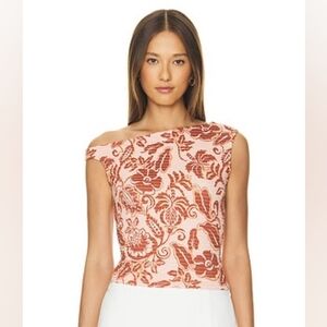 Free People Red Asymmetrical Fitted Blouse